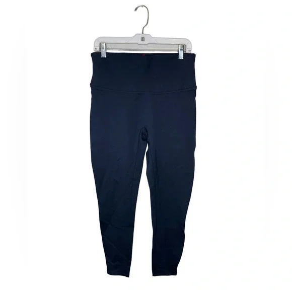 Spanx Ankle Length Ponte Hem Slit Leggings Size Large Navy Slimming - Picture 6 of 9